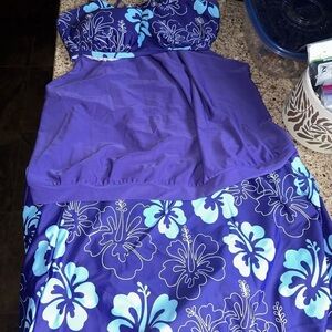 Vibrant Floral Bikini Set in Purple and Blue